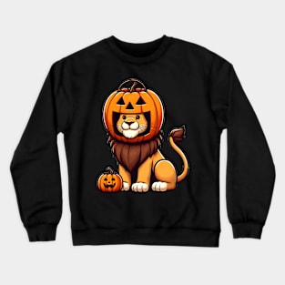 Lion with Halloween Pumpkin Helmet Crewneck Sweatshirt